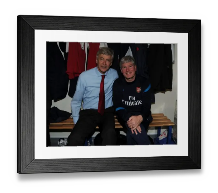 Framed Print : Arsene Wenger and Pat Rice: Post-Match Reunion at The Hawthorns (West Bromwich Albion v Arsenal, 2011-12)