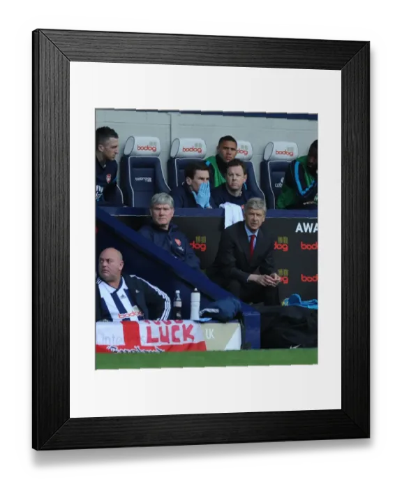 Framed Print : Arsene Wenger and Pat Rice Lead Arsenal at West Bromwich Albion, 2011-12 Premier League