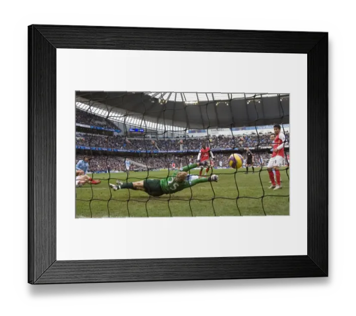 Framed Print : Adebayor Scores His Second: Arsenal Crushes Manchester City 3-1