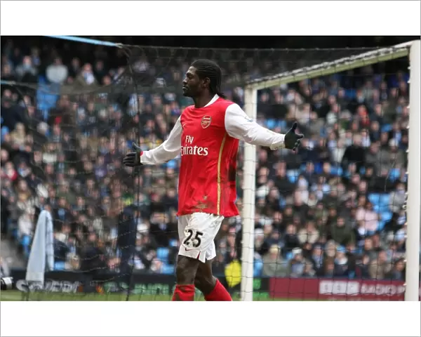 Emmanuel Adebayor celebrates scoring his 2nd and Arsenals 3rd goal
