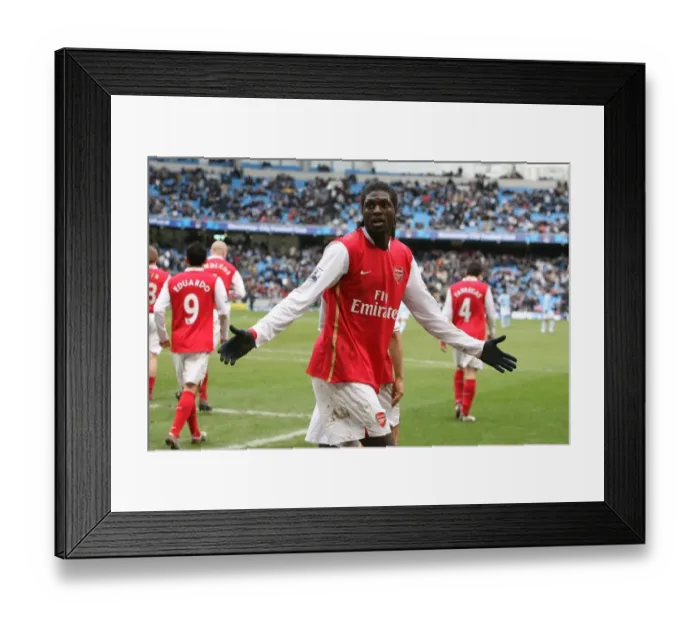 Framed Print : Adebayor's Brace: Arsenal's Triumph over Manchester City (3-1), 2008 Framed Print : Adebayor's Brace: Arsenal's Triumph over Manchester City (3-1), 2008