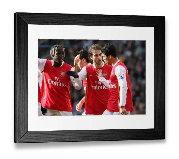 Framed Print : Eduardo celebrates scoring the 2nd Arsenal goal with Mathieu Flamini and Bacary Sagna Framed Print : Eduardo celebrates scoring the 2nd Arsenal goal with Mathieu Flamini and Bacary Sagna