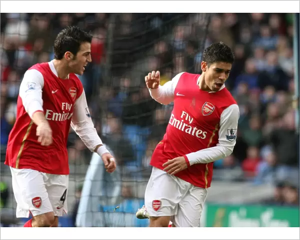 Eduardo (Arsenal) celebrates his goal with Cesc Fabregas