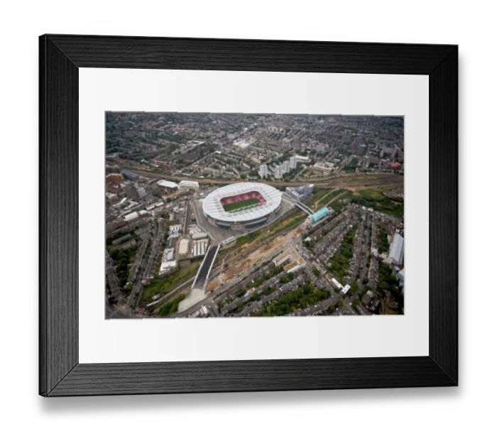 Framed Print : Aerial Triumph: Arsenal's 2-1 Victory over Ajax in Bergkamp's Testimonial at Emirates Stadium (2006)