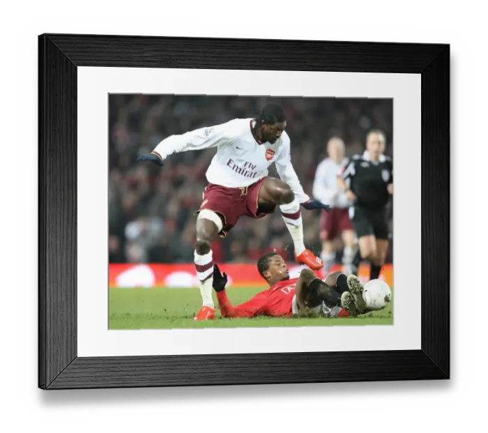 Framed Print : Emmanuel Adebayor (Arsenal) Patrice Evra (Man Utd)