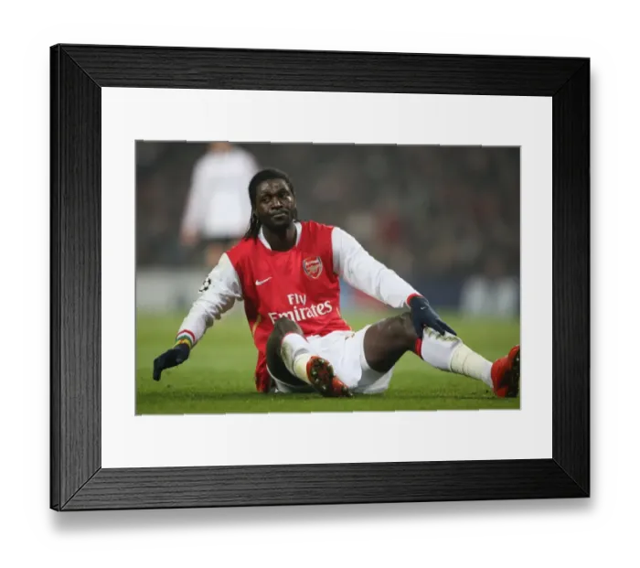 Framed Print : Emmanuel Adebayor in Action for Arsenal against AC Milan, UEFA Champions League, 2008 Framed Print : Emmanuel Adebayor in Action for Arsenal against AC Milan, UEFA Champions League, 2008