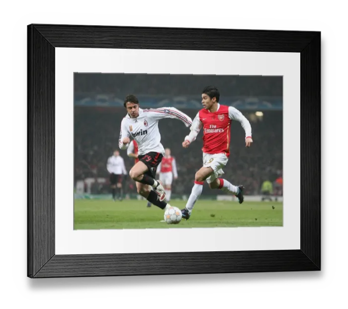Framed Print : Eduardo vs. Oddo: A Champions League Battle Ends in a Stalemate at Emirates Stadium, Arsenal vs. AC Milan, 2008