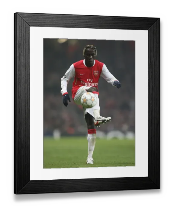 Framed Print : Bacary Sagna in Action: Arsenal vs AC Milan, UEFA Champions League, Emirates Stadium, 2008