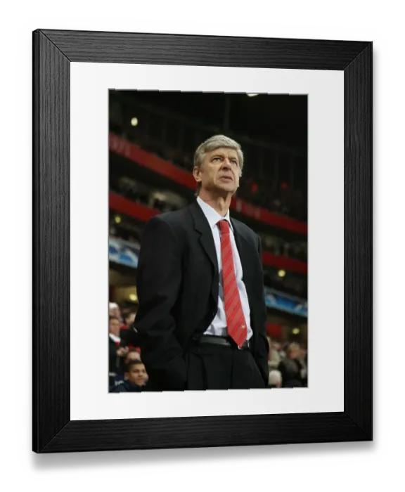 Framed Print : Arsene Wenger and AC Milan Face Off: 0-0 Stalemate in the Champions League at Arsenal's Emirates Stadium, 2008