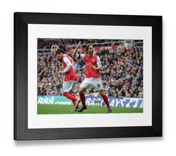Framed Print : Mathieu Flamini celebrates the 2nd Arsenal goal scored by Theo Walcott