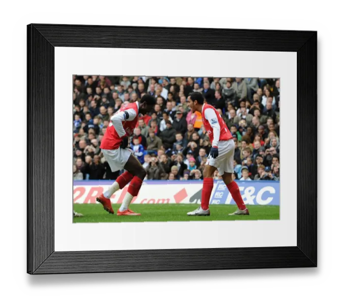 Framed Print : Theo Walcott and Emmanuel Adebayor: Unity in Victory - Arsenal's Dramatic 2nd Goal vs. Birmingham City, 2008