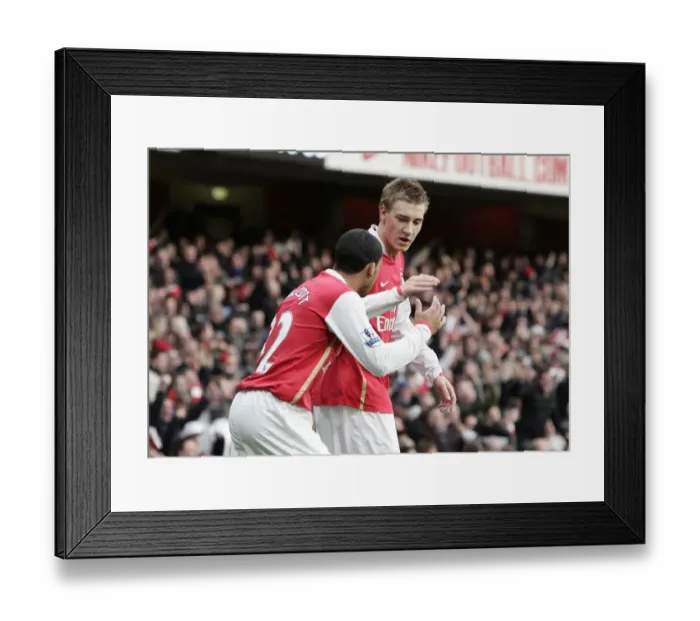 Framed Print : Unforgettable Moment: Bendtner and Walcott's Electric Goal Celebration, Arsenal vs Aston Villa, 2008 Framed Print : Unforgettable Moment: Bendtner and Walcott's Electric Goal Celebration, Arsenal vs Aston Villa, 2008