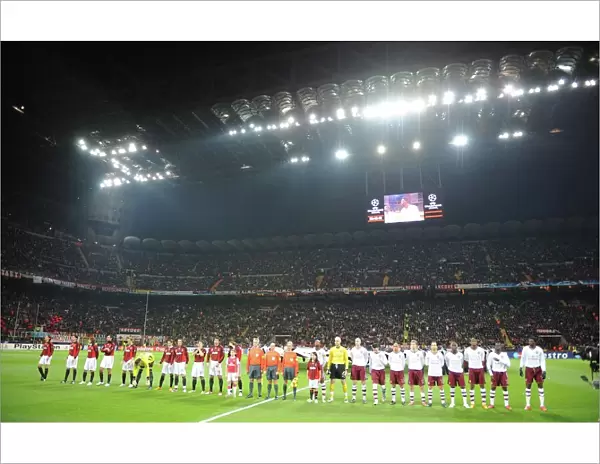 Arsenal and AC Milan line up before the match