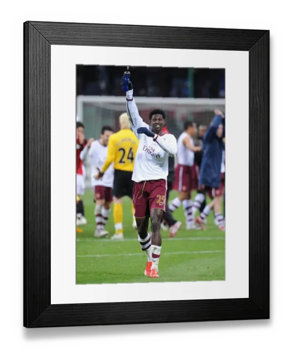 Framed Print : Adebayor's Triumph: Arsenal's 2-0 Victory Over AC Milan in Champions League
