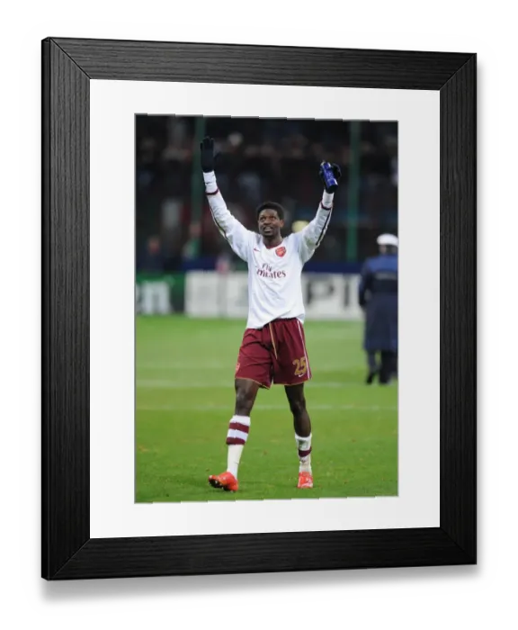 Framed Print : Emmanuel Adebayor celebrates Arsenals victory Framed Print : Emmanuel Adebayor celebrates Arsenals victory