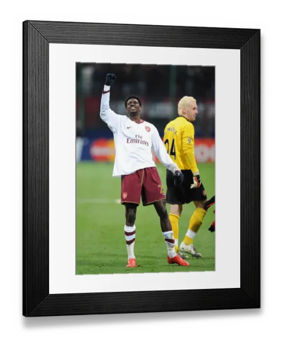 Framed Print : Adebayor's Triumph: Arsenal's Unforgettable 2-0 Victory Over AC Milan in the Champions League