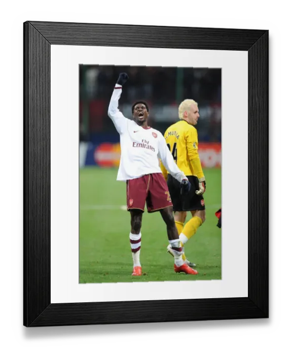 Framed Print : Adebayor's Triumph: Arsenal's Unforgettable 2-0 Victory Over AC Milan in the Champions League Framed Print : Adebayor's Triumph: Arsenal's Unforgettable 2-0 Victory Over AC Milan in the Champions League