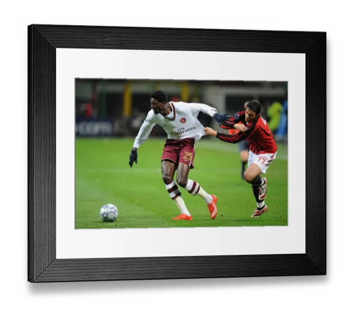 Framed Print : Adebayor's Double Strike: Arsenal's Victory Over AC Milan in Champions League (4-3-2008) Framed Print : Adebayor's Double Strike: Arsenal's Victory Over AC Milan in Champions League (4-3-2008)