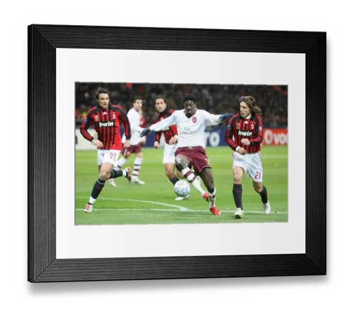 Framed Print : Emmanuel Adebayor (Arsenal) Andrea Pirlo and Massimo Oddo (AC Milan)