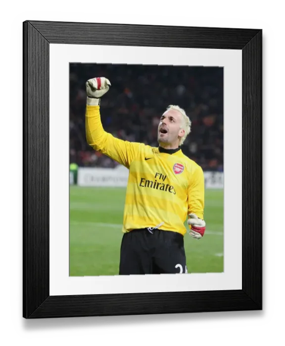 Framed Print : Manuel Almunia's Exultant Moment: Arsenal's 2nd Goal vs. AC Milan, Champions League 2008 Framed Print : Manuel Almunia's Exultant Moment: Arsenal's 2nd Goal vs. AC Milan, Champions League 2008