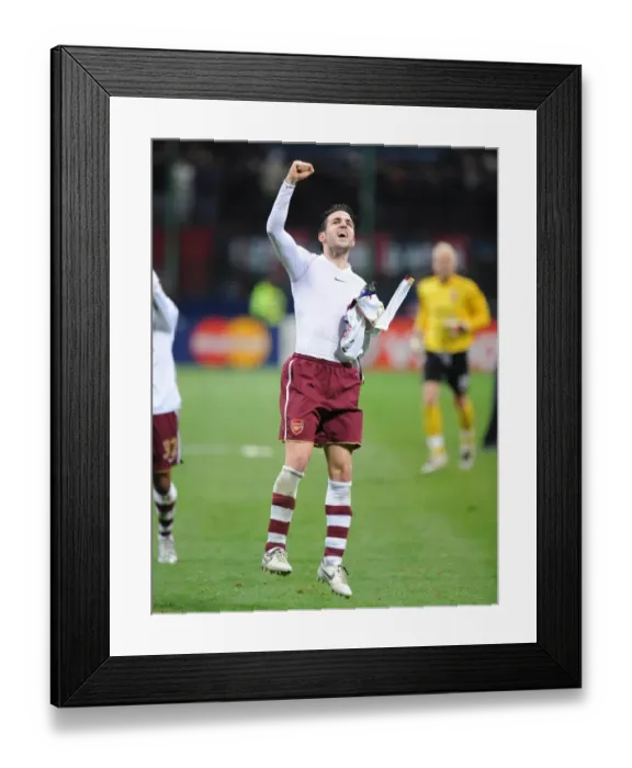 Framed Print : Cesc Fabregas: Celebrating Arsenal's Victory Over AC Milan in the Champions League