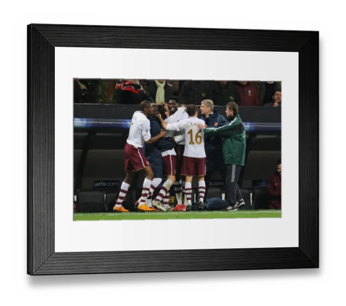 Framed Print : Cesc Fabregas celebrates scoring the 1st Arsenal goal with Emmanuel Eboue Framed Print : Cesc Fabregas celebrates scoring the 1st Arsenal goal with Emmanuel Eboue
