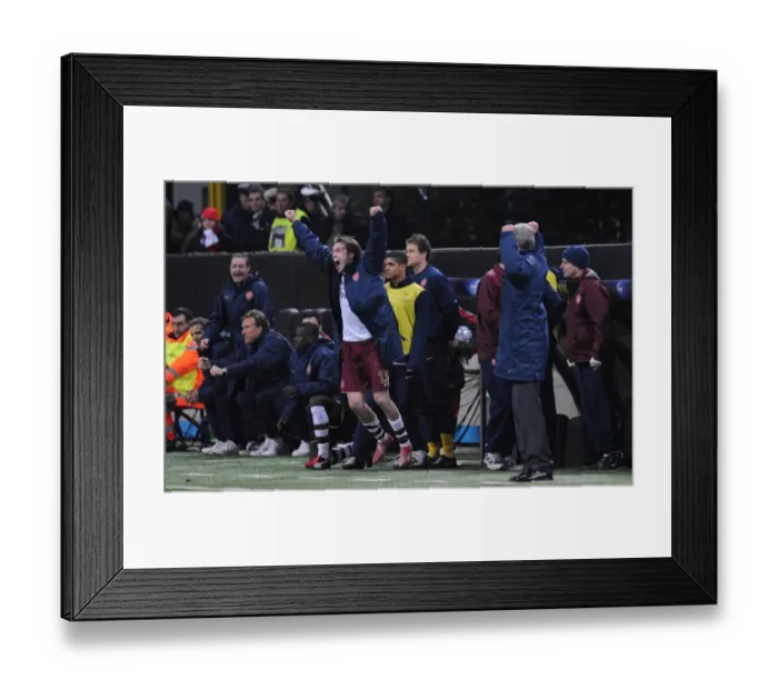 Framed Print : Arsenal's Glory: Alex Hleb and the Team's Victory Celebration vs AC Milan, 2008 Champions League Framed Print : Arsenal's Glory: Alex Hleb and the Team's Victory Celebration vs AC Milan, 2008 Champions League