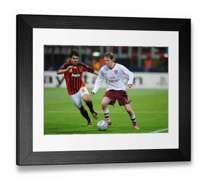 Framed Print : Hleb's Brilliance: Arsenal's 2-0 Victory Over AC Milan in the Champions League (Gattuso vs Hleb) Framed Print : Hleb's Brilliance: Arsenal's 2-0 Victory Over AC Milan in the Champions League (Gattuso vs Hleb)
