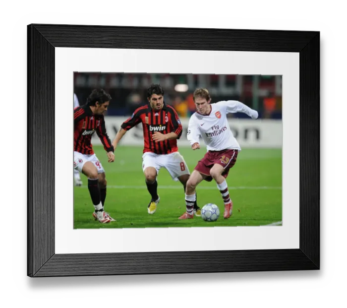 Framed Print : Alex Hleb (Arsenal) Gennaro Gattuso and Massimo Oddo (AC Milan)