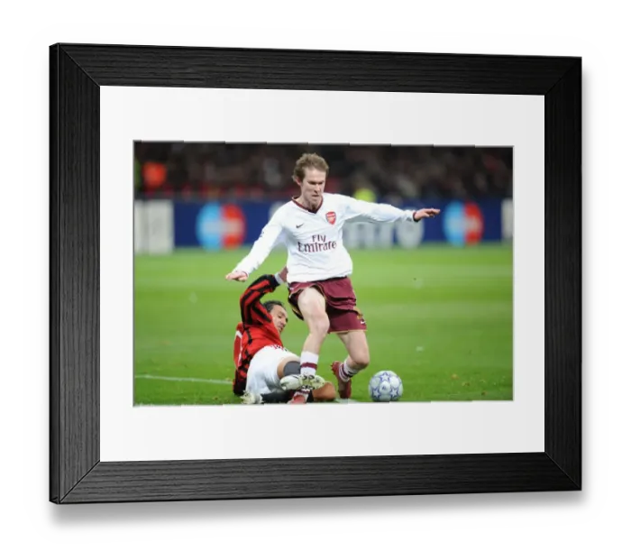 Framed Print : Arsenal's Alex Hleb Fouled by Massimo Oddo in Champions League Clash: AC Milan 0:2 Arsenal