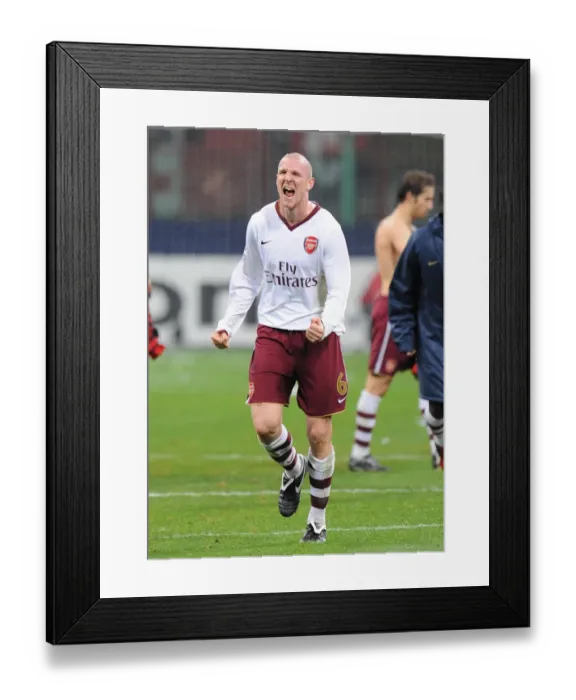 Framed Print : Philippe Senderos (Arsenal) celebrates at the end of the match Framed Print : Philippe Senderos (Arsenal) celebrates at the end of the match