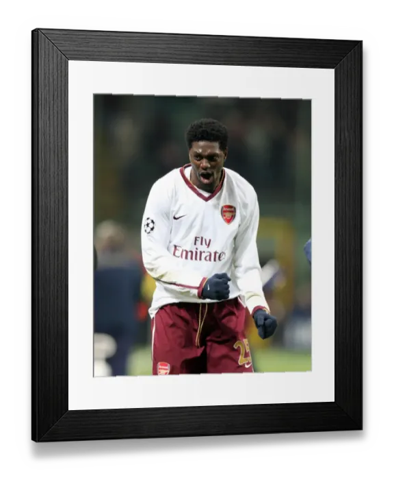 Framed Print : Adebayor's Victory Dance: Arsenal's 2-0 Win Over AC Milan in the Champions League Framed Print : Adebayor's Victory Dance: Arsenal's 2-0 Win Over AC Milan in the Champions League
