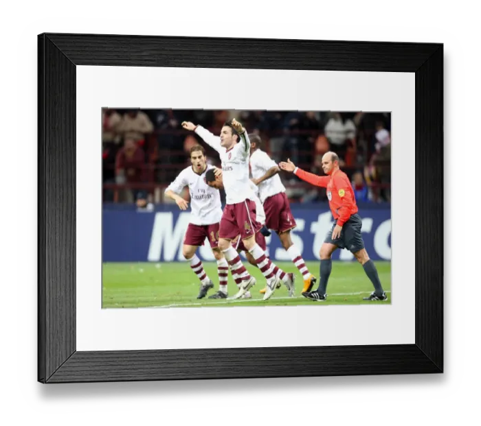 Framed Print : Cesc Fabregas celebrates Arsenals 2nd goal scored by Emmanuel Adebayor