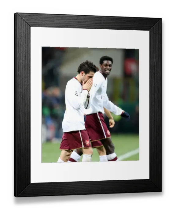 Framed Print : Unforgettable Moment: Fabregas and Adebayor Score as Arsenal Takes a 2-0 Lead Over AC Milan in the UEFA Champions League Framed Print : Unforgettable Moment: Fabregas and Adebayor Score as Arsenal Takes a 2-0 Lead Over AC Milan in the UEFA Champions League