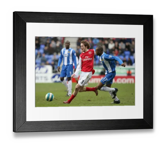 Framed Print : Head-to-Head: Hleb vs. Boyce in the 0:0 Battle at JJB Stadium, Premier League 2008