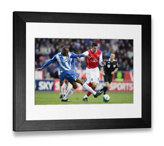 Framed Print : Van Persie vs. Boyce: Stalemate at JJB Stadium - Arsenal vs. Wigan, Barclays Premier League, 2008 Framed Print : Van Persie vs. Boyce: Stalemate at JJB Stadium - Arsenal vs. Wigan, Barclays Premier League, 2008