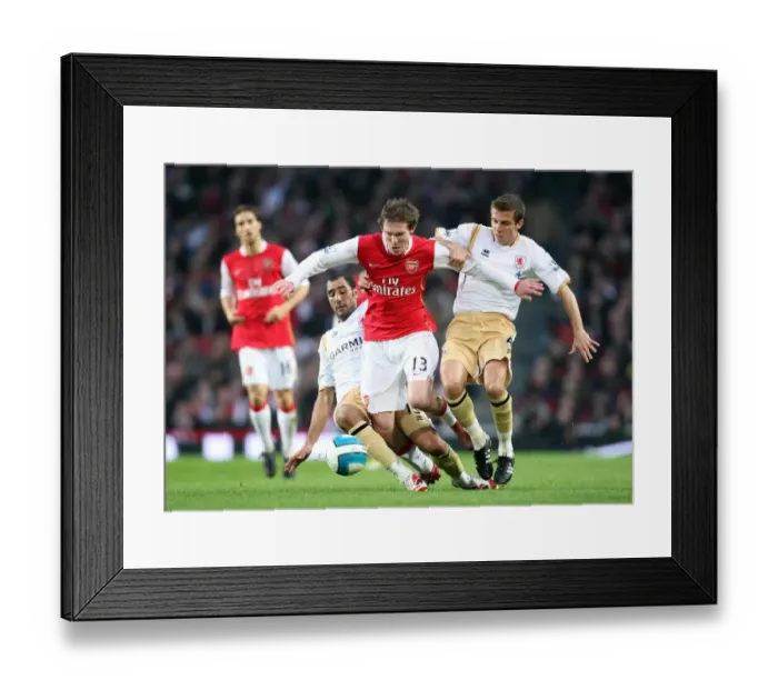 Framed Print : Alex Hleb (Arsenal) Mohamed Shawky and Gary Gary O Neil (Portsmouth)
