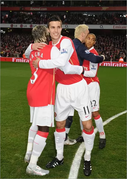Robin van Persie and Bacary Sagna (Arsenal) before the match