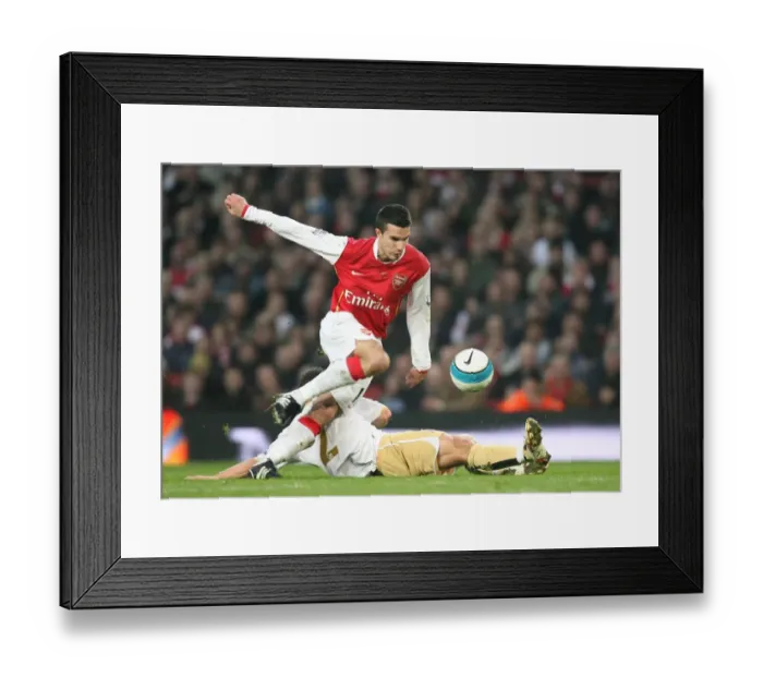 Framed Print : Robin van Persie (Arsenal) Luke Young (Middlesbrough)
