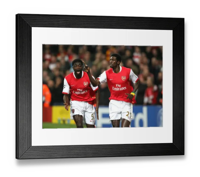 Framed Print : Unforgettable Moment: Adebayor and Toure's Electric Goal Celebration in Arsenal's Champions League Showdown with Liverpool (2008) Framed Print : Unforgettable Moment: Adebayor and Toure's Electric Goal Celebration in Arsenal's Champions League Showdown with Liverpool (2008)