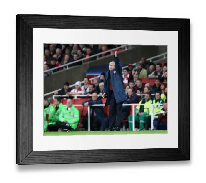 Framed Print : Arsene Wenger Leads Arsenal Against Liverpool in UEFA Champions League Quarter Final at Emirates Stadium, 2008