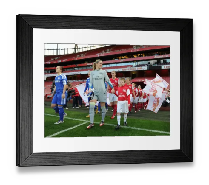 Framed Print : Emma Byrne (Arsenal Ladies) with the mascot. Arsenal Ladies 3: 1 Chelsea Ladies Framed Print : Emma Byrne (Arsenal Ladies) with the mascot. Arsenal Ladies 3: 1 Chelsea Ladies
