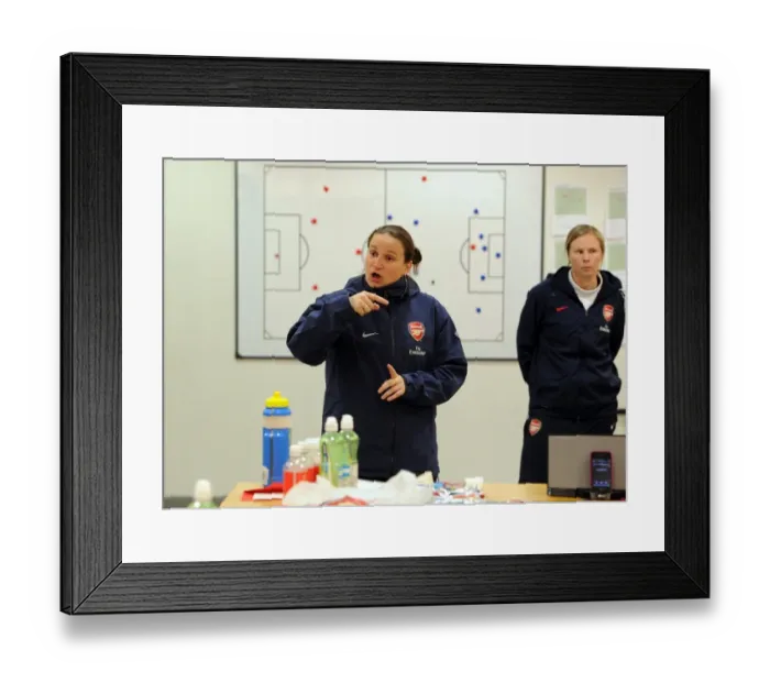 Framed Print : Arsenal Ladies: Manager Laura Harvey and Assistant Rihanne Skinner Strategize Ahead of Chelsea Showdown