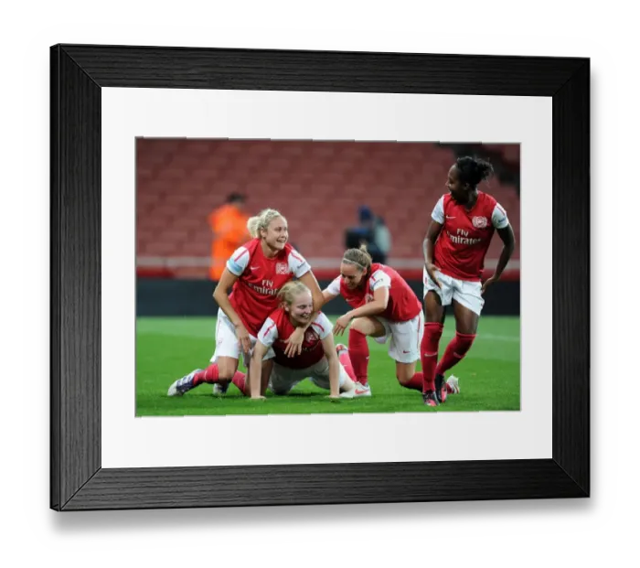 Framed Print : Arsenal Women's Team Celebrate Goal Against Chelsea in WSL Action Framed Print : Arsenal Women's Team Celebrate Goal Against Chelsea in WSL Action