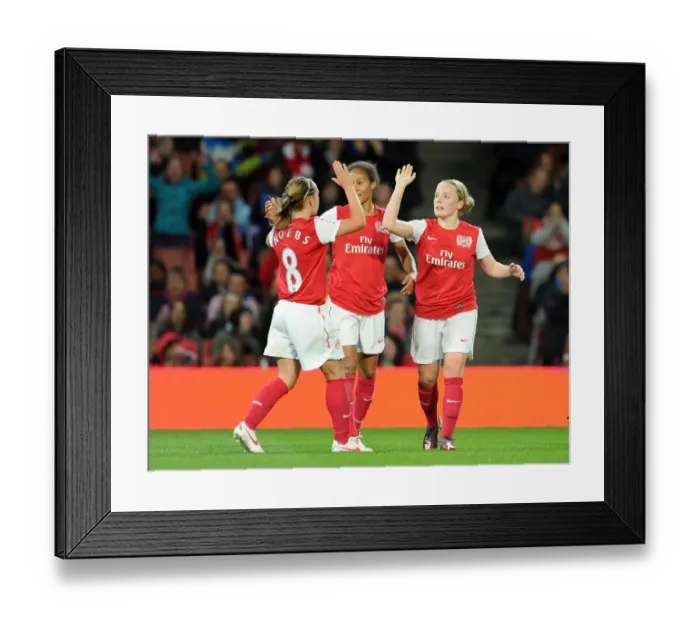 Framed Print : Arsenal Women's Triumph: Kim Little, Rachel Yankey, and Jordan Nobbs Celebrate Goals Against Chelsea Framed Print : Arsenal Women's Triumph: Kim Little, Rachel Yankey, and Jordan Nobbs Celebrate Goals Against Chelsea