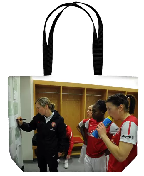 Rihanne Skinner (Assistant Manager) shows Danielle Carter and Niamh Fahey the tactics boards
