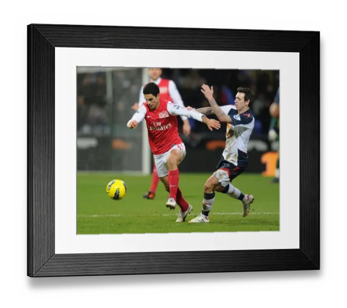 Framed Print : Mikel Arteta Breaks Past Mark Davies: Bolton Wanderers vs. Arsenal, Premier League 2011-12