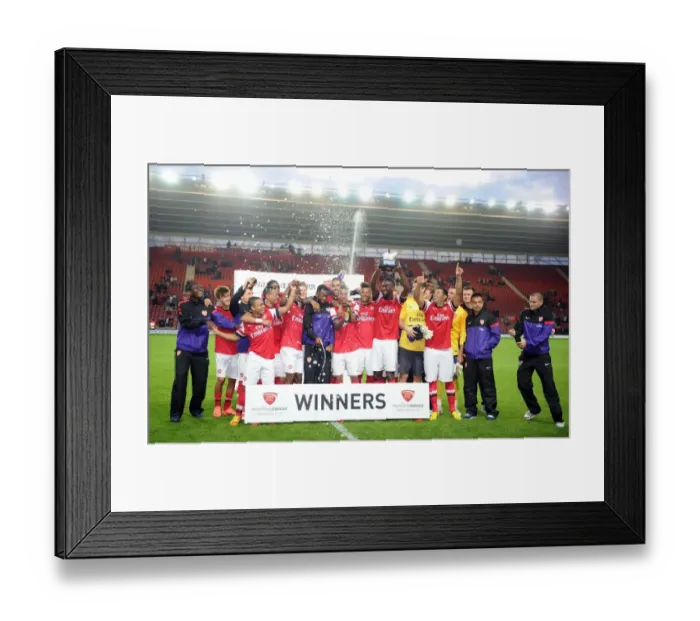 Framed Print : Arsenal Celebrates Markus Liebherr Memorial Cup Victory over Southampton (2012)