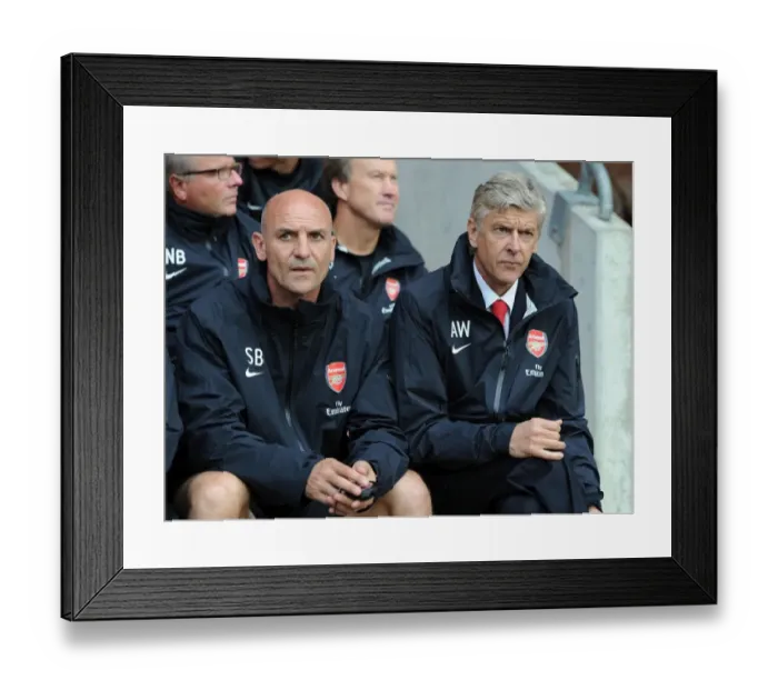 Framed Print : Arsenal's Wenger and Bould: A Pre-Season Duo at Southampton, 2012