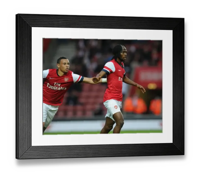 Framed Print : Arsenal: Gervinho and Coquelin Celebrate Pre-Season Goal Against Southampton (2012)